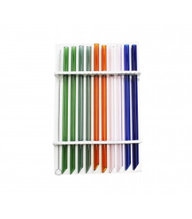 Pajitas de cristal de colores rectas - Pack de 10