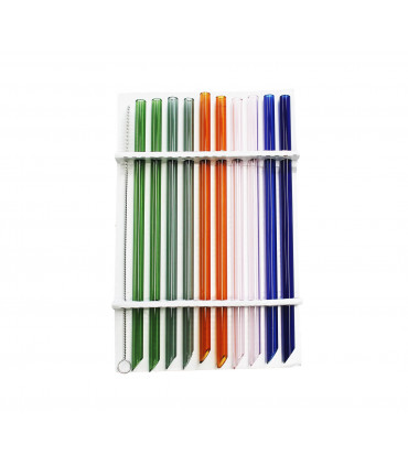Pajitas de cristal de colores rectas - Pack de 10