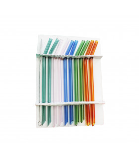 Pajitas de cristal de colores curvadas - Pack de 10