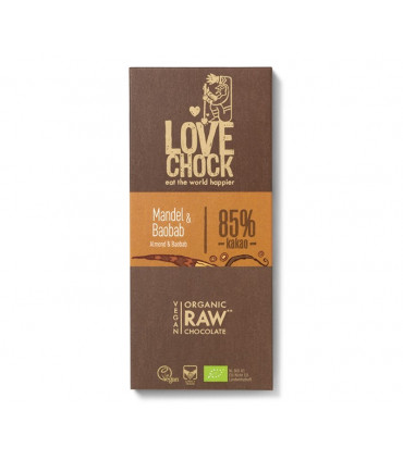 Chocolate negro ecológico al 85% con almendra y baobab