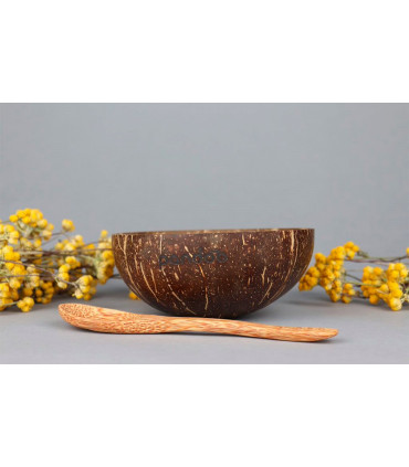 PANDOO Pack de 2 cuencos de coco con 2 cucharas naturales