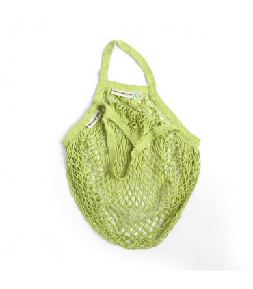 Bolsa de Red con Asa Corta de Algodón Orgánico verde lima