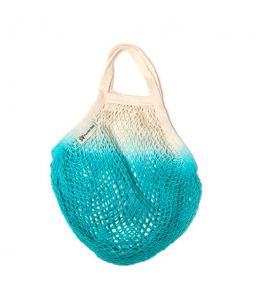Bolsa de Red con Asa Corta de Algodón Orgánico turquesa