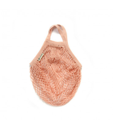 Bolsa de Red con Asa Corta de Algodón Orgánico rosa pastel
