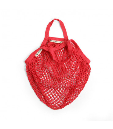 Bolsa de Red con Asa Corta de Algodón Orgánico roja