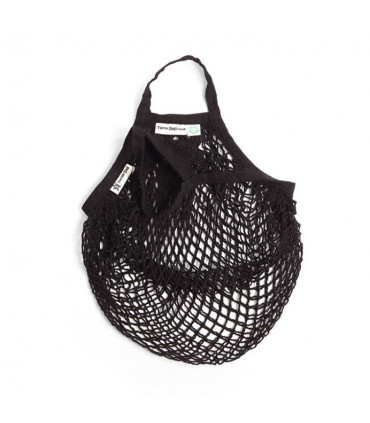Bolsa de Red con Asa Corta de Algodón Orgánico negra