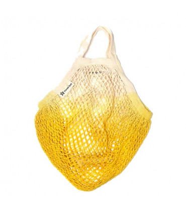 Bolsa de Red con Asa Corta de Algodón Orgánico amarillo