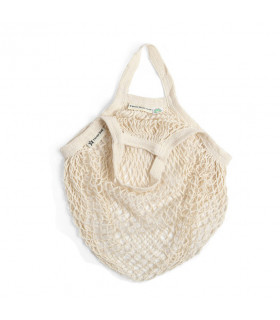 Bolsa de Red con Asa Corta de Algodón Orgánico Beige