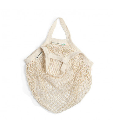Bolsa de Red con Asa Corta de Algodón Orgánico Beige