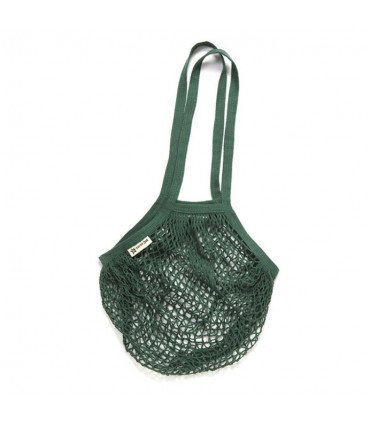 Bolsa de Red con Asa Larga de Algodón Orgánico verde botella