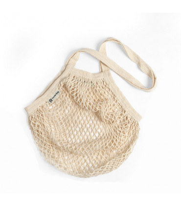 Bolsa de Red con Asa Larga de Algodón Orgánico beige