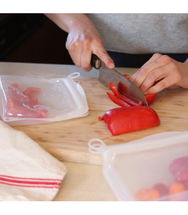 Bolsa de Silicona Reutilizable con pimiento cortado