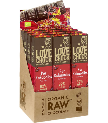 caja de 12 unidades de barritas de chocolate negro ecológico al 82%