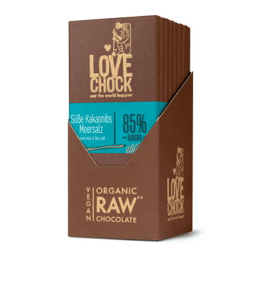Caja de 8 unidades de chocolate negro ecológico al 85% con sal marina.