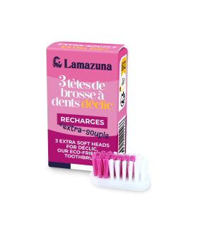 Pack de 3 cabezales extra suaves de recambio para cepillos dentales de Lamazuna