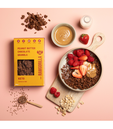 Granola Keto de Crema de Cacahuetes y Chocolate Sin Gluten