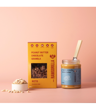 Granola Keto de Crema de Cacahuetes y Chocolate Sin Gluten
