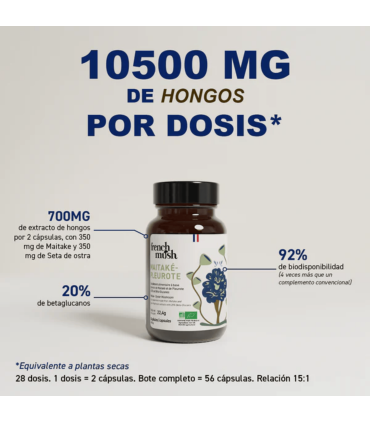 Cantidad de hongo por dosis en Maitake y seta ostra