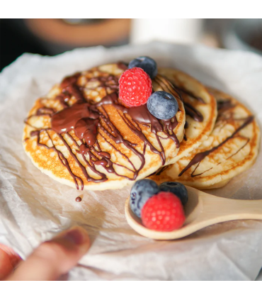 Tortitas con chocolate por encima