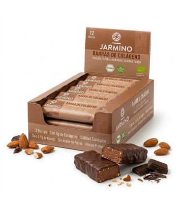 Estuche de barritas de colágeno almendras y cacao
